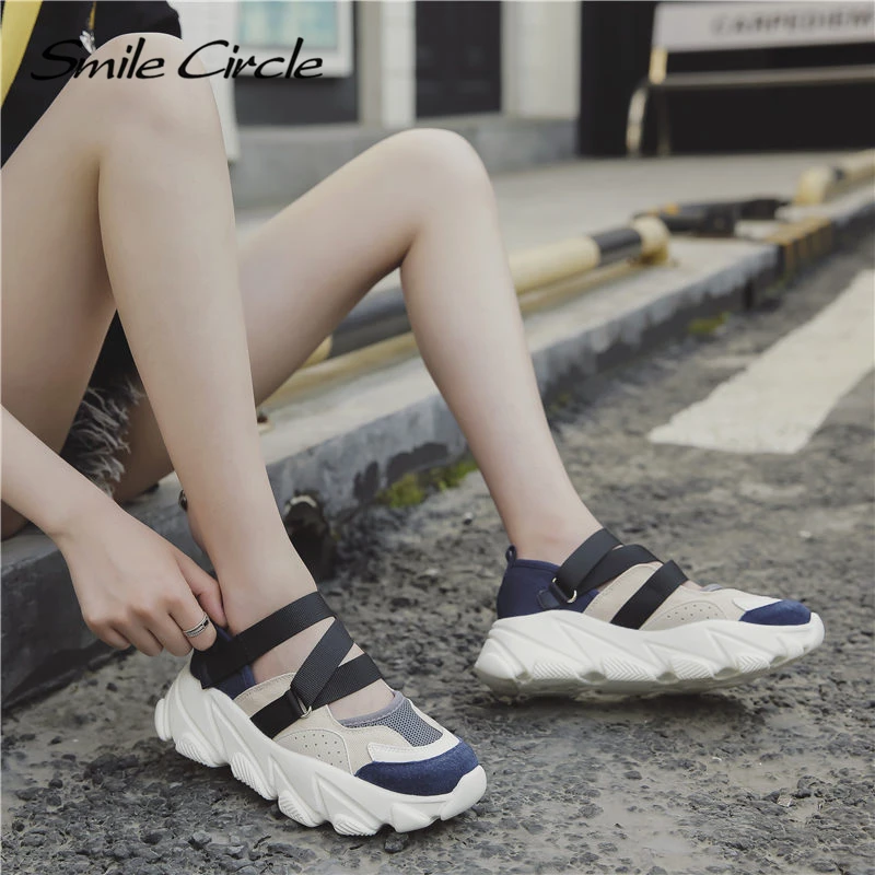 Smile Circle/ весенняя обувь для женщин; кроссовки; модная повседневная обувь на платформе с дышащей сеткой; женские кроссовки