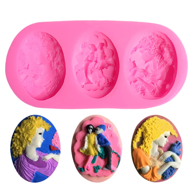 

Beauty Girl Portrait Taart Decoratie Fondant Sugarcraft Fondant Cutter Stampo Silicone Torta Silicone Molds for Soap 3d EP019435