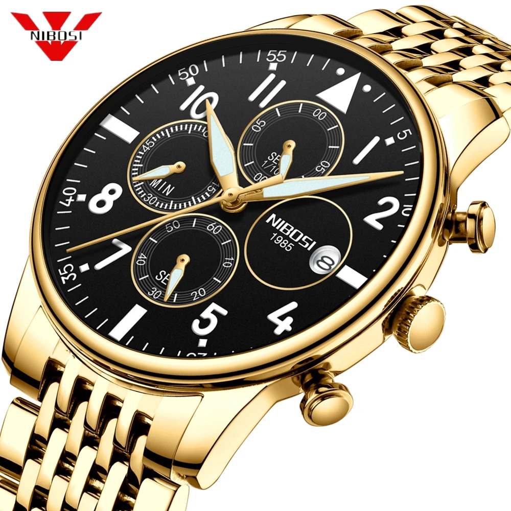Montres hommes NIBOSI montre de marque de luxe militaire montre hommes Quartz inoxydable horloge mode chronographe montre homme Relogio Masculino