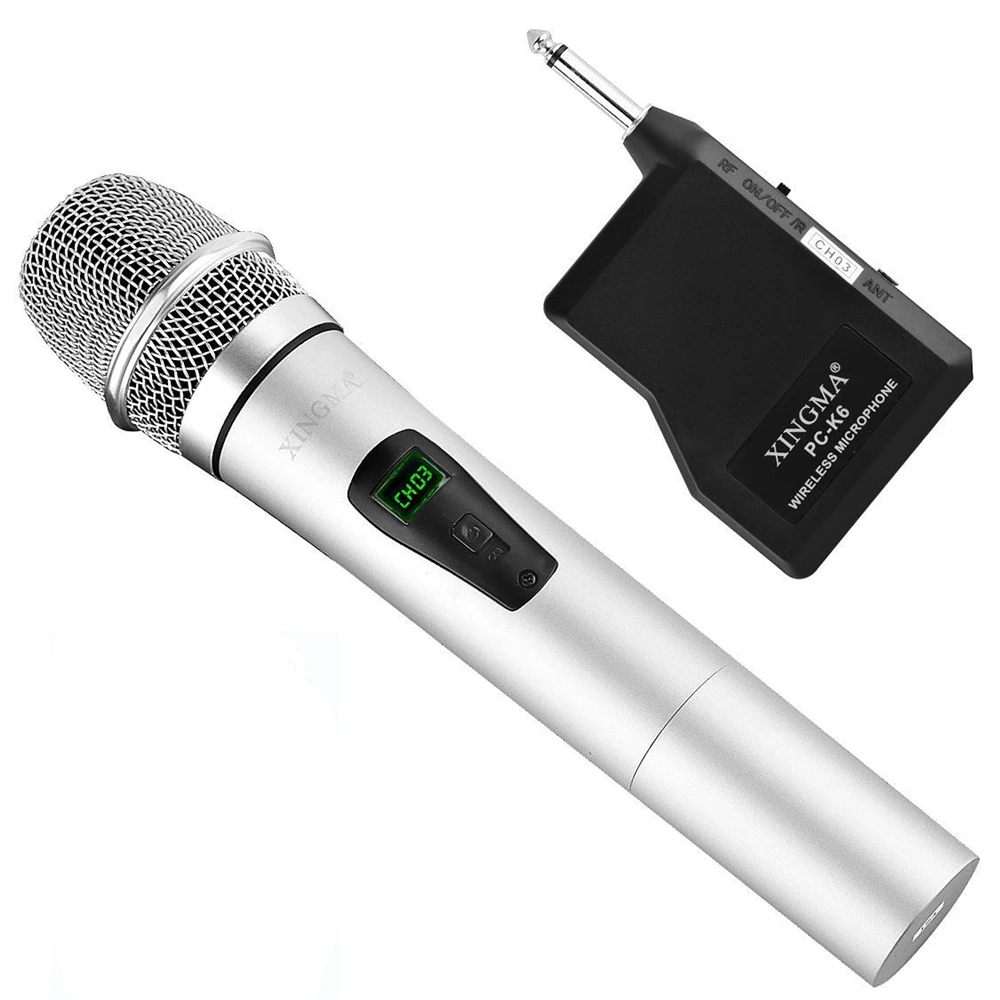 XINGMA PC K6 Condenser Microphone Wireless Handheld With Receiver System Metal LCD Microphone