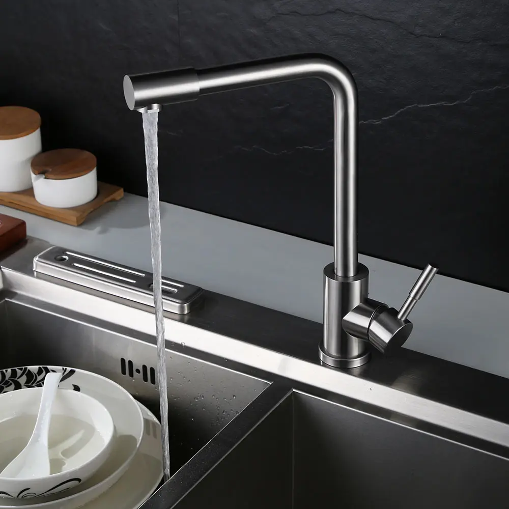 

Brushed paints SUS 304 stainless steel Spool Mixer Water Rotating Faucet Kitchen Faucet Hot And Cold Double Control Faucets