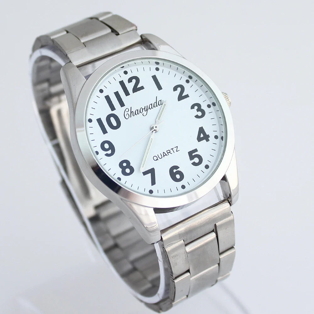 High Quality Old Men People Watch Big Number Stainless Steel Bracelet
