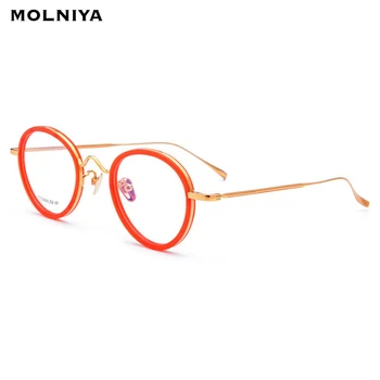 

B Pure Titanium Glasses Frame Men Women 2019 New Vintage Round Ultralight Eyeglasses Prescription Myopia Optical Frames Eyewear