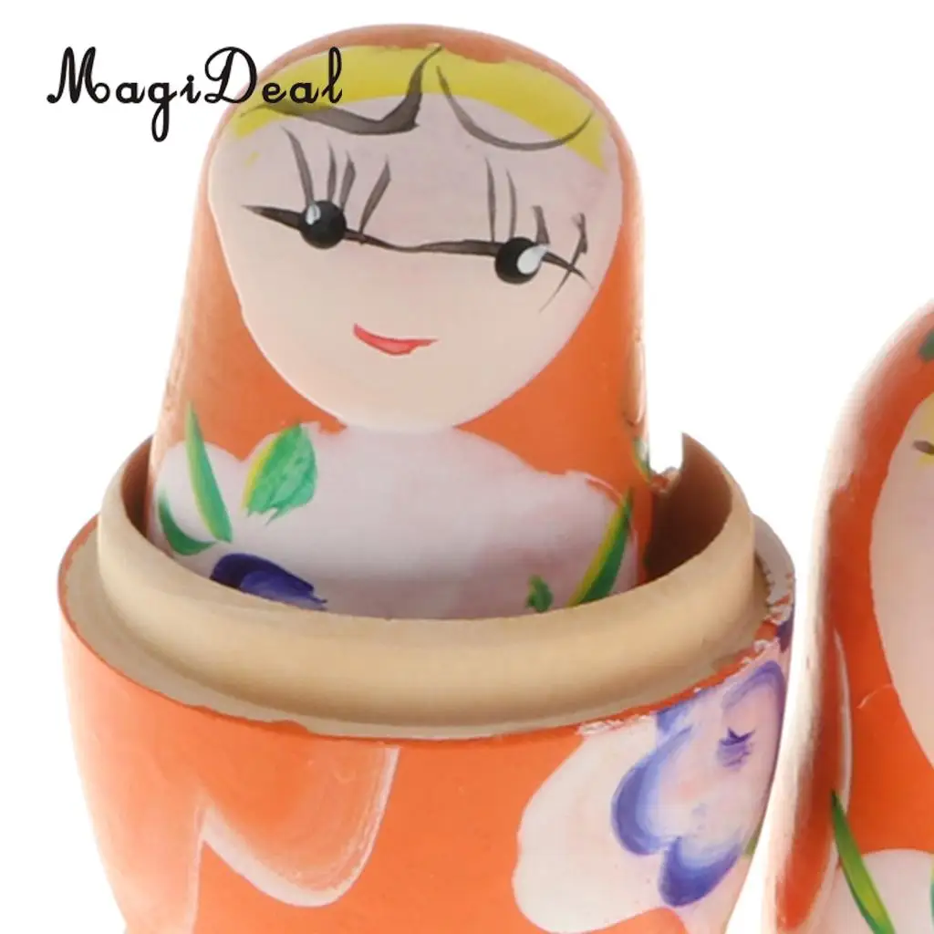 5PCS Wooden Russian Nesting Dolls Matryoshka Stacking Nested Dolls Toys Christmas Gifts Home Decoration for DIY Hand Painted