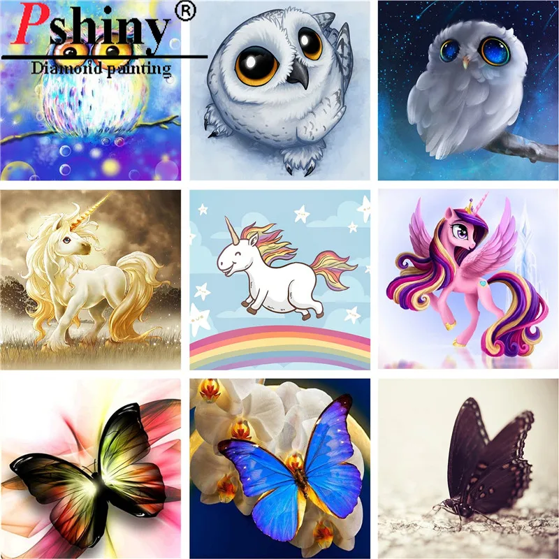 Алмазная вышивка PSHINY 5D DIY продажа картины животных из мультфильма единорог