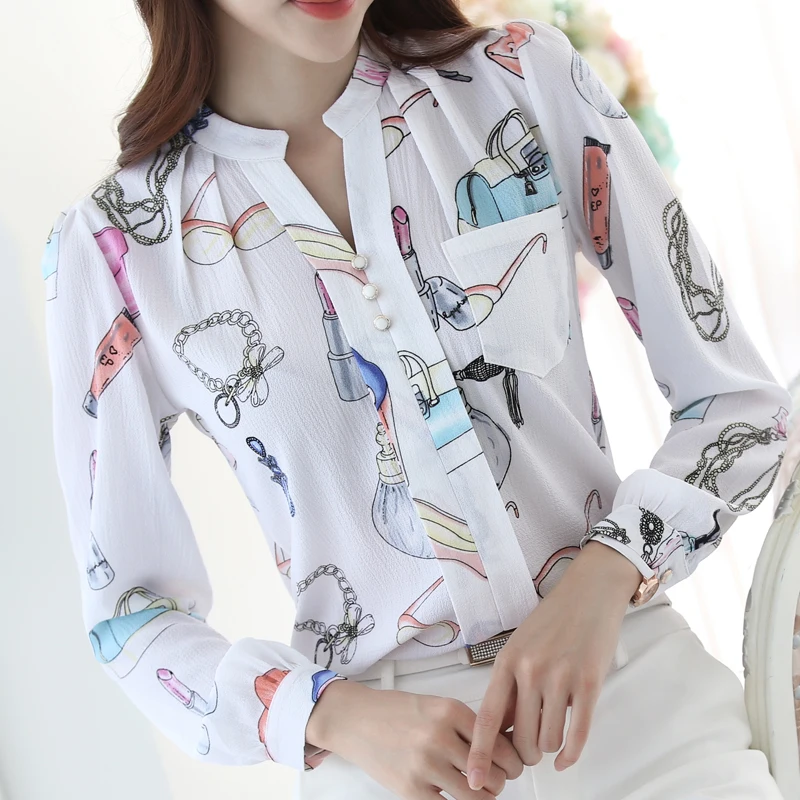 Весна 2016 новая мода плюс размеры для женщин футболка Тонкий женские с длинными рукавами шифоновая блузка 884A 30