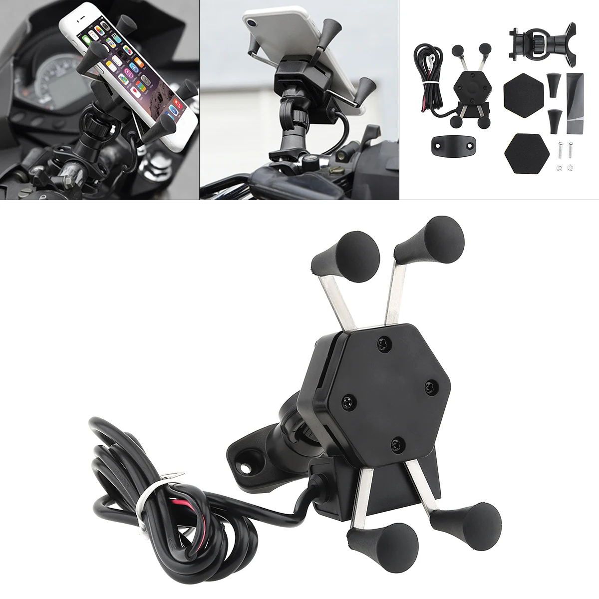 

Adjustable Handlebar Mount Phone Holder Rechargeable Motorcycle Riding Car Mobile Phone Bracket Mount Stand for Motorcycle