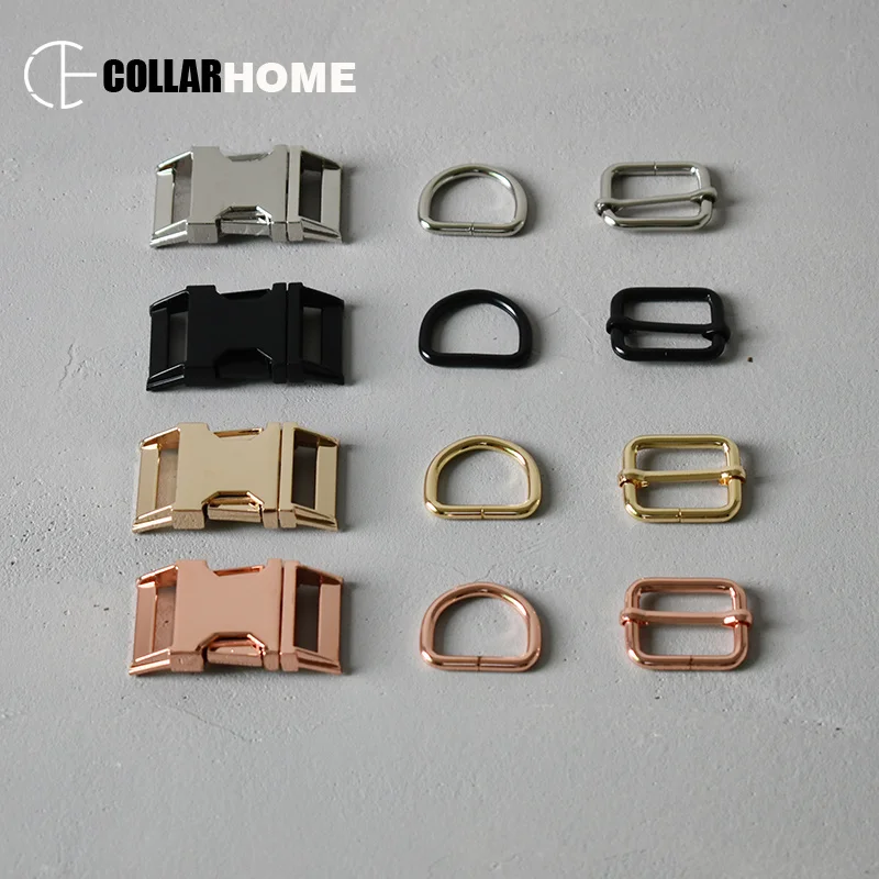 

10 sets strong metal buckle 1" (25mm) adjuster sliders d-ring for DIY bag dog collar accessories semi-circular ring 4 colors