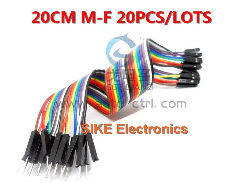 

20pcs 20cm 2.54mm 1p-1p Pin Female to Male Color Breadboard Cable Jump Wire Jumper For Arduino