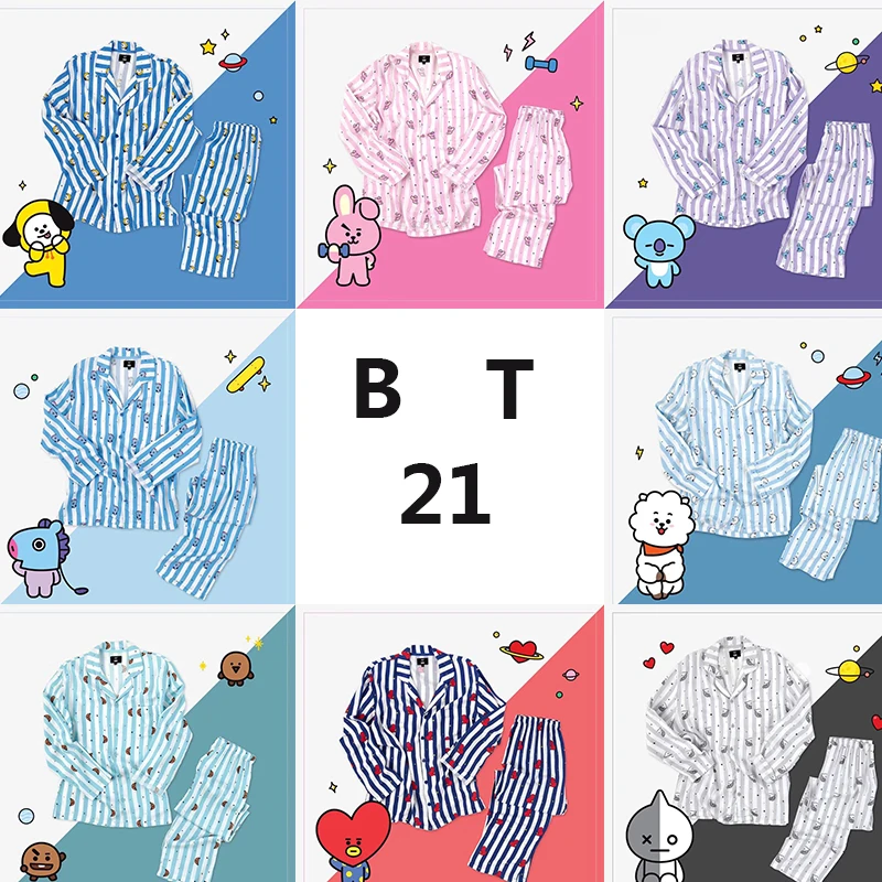 

BT21 BTS Kawaii Cartoon Cotton Pajama Sets K Pop Bangtan Boys Korean Style Fashion LOVE YOURSELF ANSWER V RM JIN RM JIN JUNGKOOK
