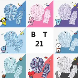 BT21 BTS Kawaii мультфильм хлопок пижамы для девочек K поп Bangtan обувь мальчиков корейский стиль мода LOVE YOURSELF ответ V RM JIN JUNGKOOK