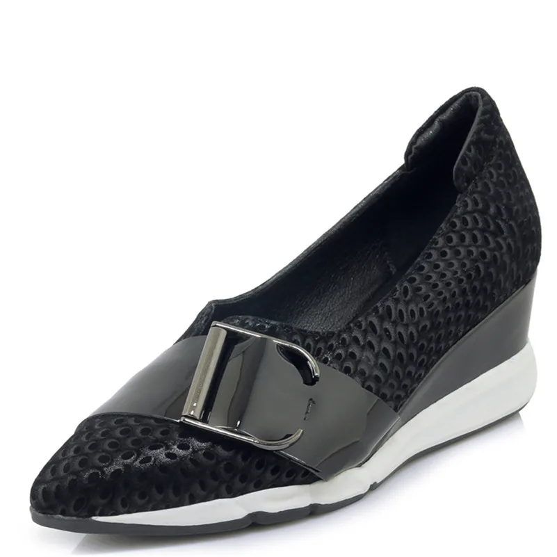 Automne Fedonas Pompes De 1 Nouvelle Chaussures Arrivée Boucles Sexy 2 Femme Bout Compensées Femmes Mouton Talons En Peau Mode Pointu RTSRqw