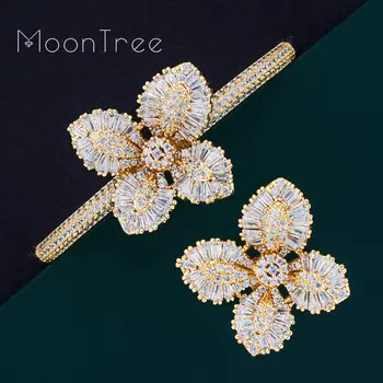 

ModemAngel Luxury Flower Leaf Super AAA Cubic Zirconia Women Wedding Bridal Naija Dubai Party Engagement Dress Jewelry Set