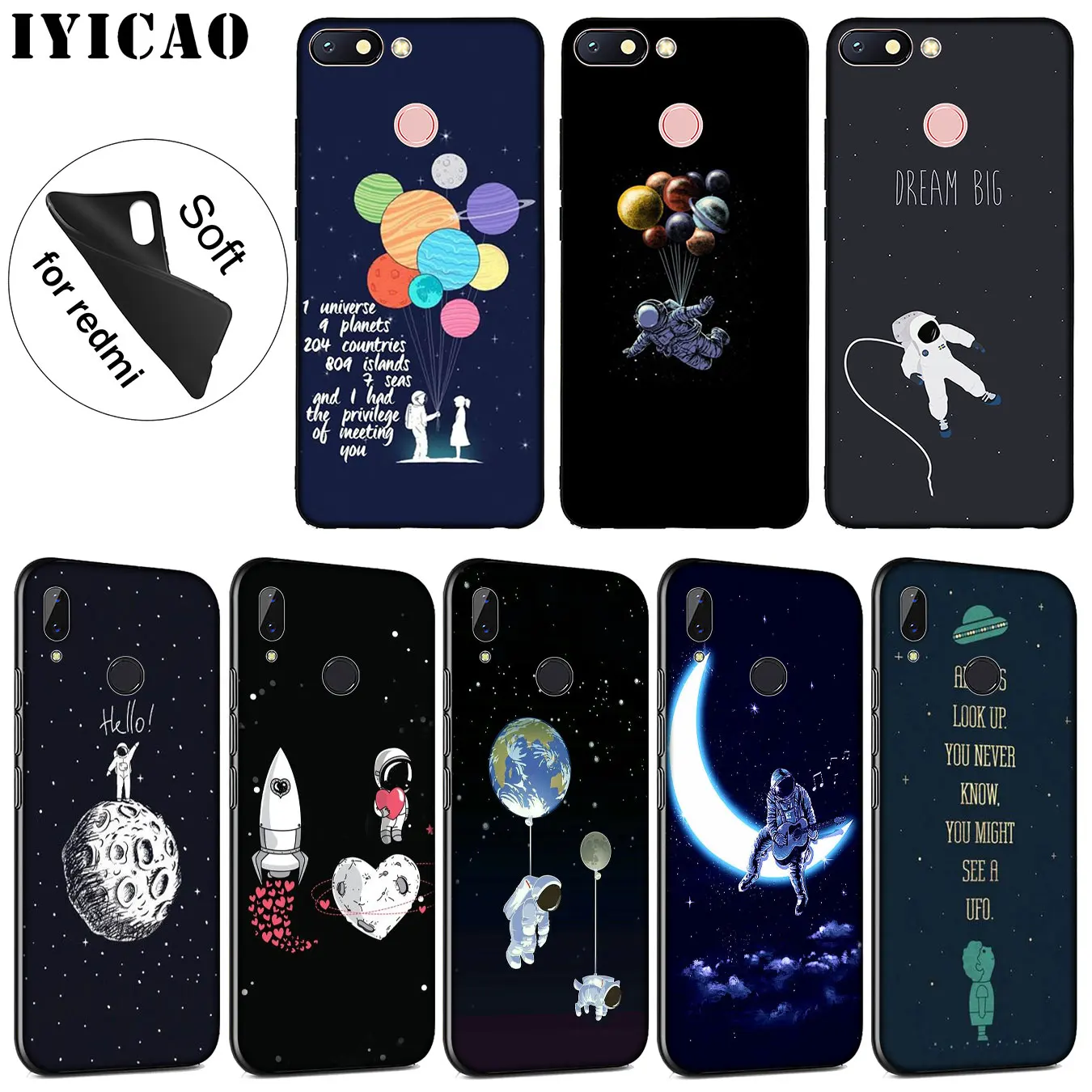 Cosmonaut Planets Cosmos Stars Better Soft Silicone Case for Xiaomi Redmi K30 K20 8A 7A 6A 5A S2 GO Note 8 8T 7 5 6 Pro |