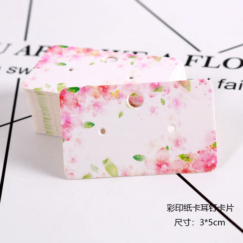 100Pcs Earrings pack ear stud card jewelry display hang tag label print 3x5cm QW 100Pcs Earrings pack ear stud card jewelry display hang tag label print 3x5cm QW