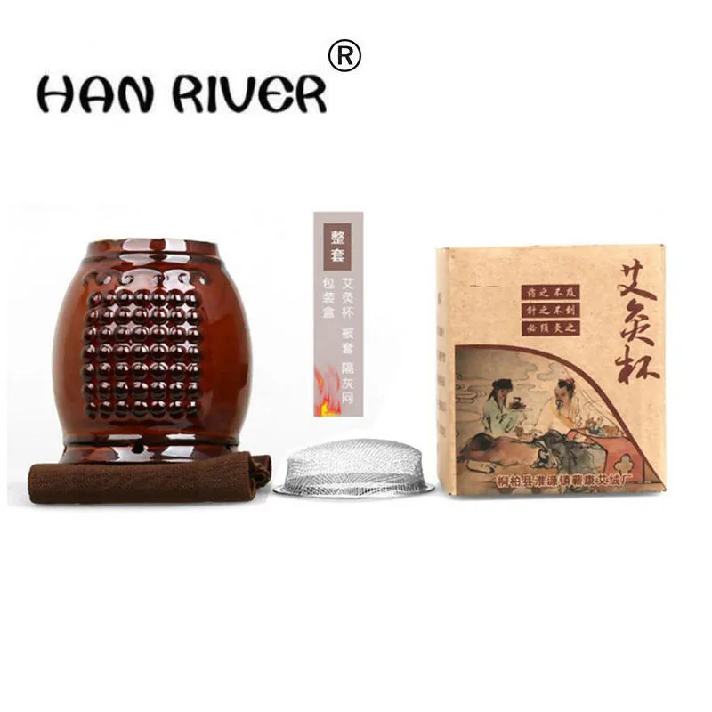 

Double moxibustion scrapping of pottery and porcelain cup pot multi-functional ceramic moxibustion