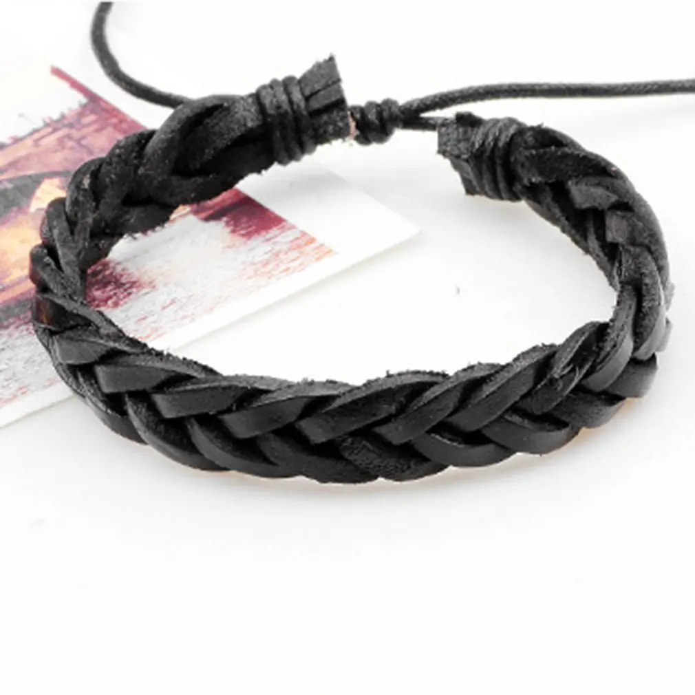5PC/SET Men Jewelry Adjustable Black Coffee Pu Leather Beads Wrap Viking Bracelet Multilayer Chain Bracelet DIY Jewelry A30