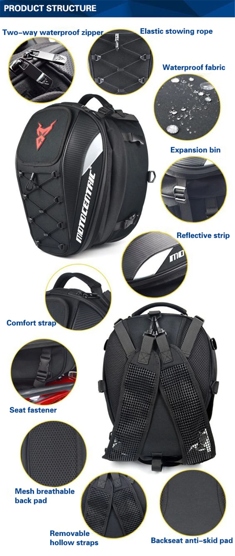 motorcycle backpack for Men's Multi-function waterproof Motorcycle Travel Luggage bag Tank Bag with Waterproof bag For BMW