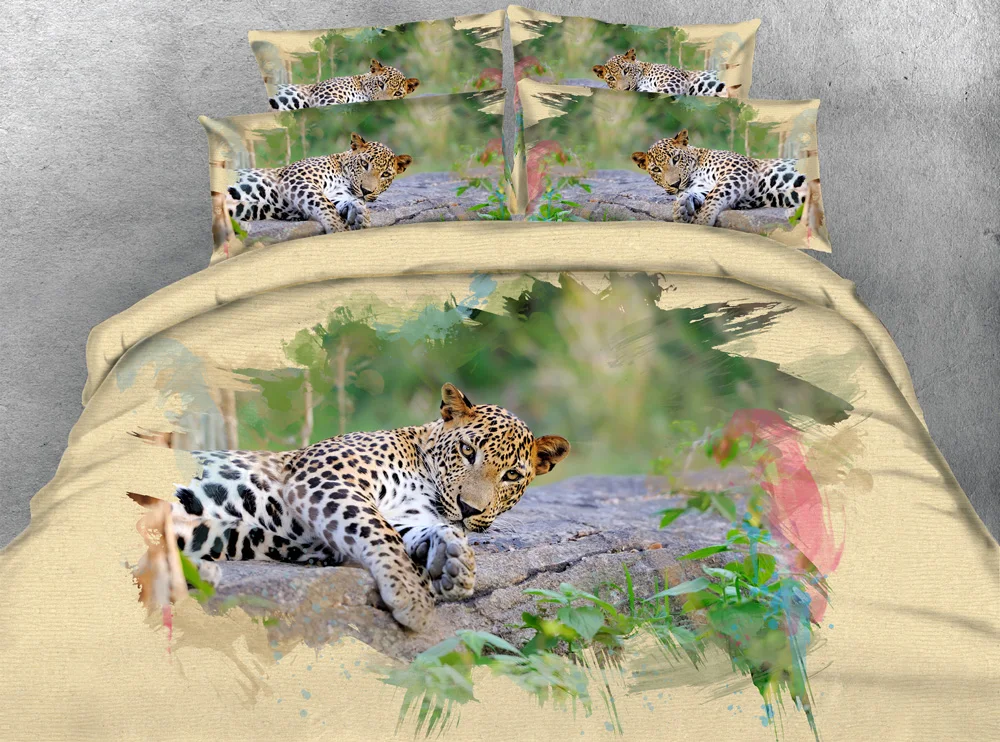 3pcs All Kinds Snow Leopard Bedding Set Single Double Queen Super