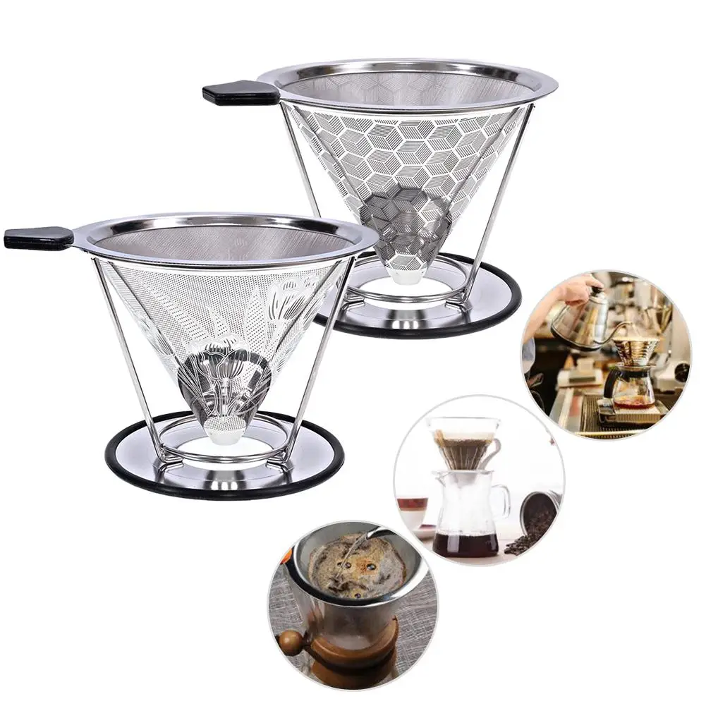 Billige Wiederverwendbare Kaffee Filter Edelstahl Halter Metall Mesh Trichter Körbe Brauen Drip Kaffee Filter Tropf Tropf Kaffee Filter Tasse