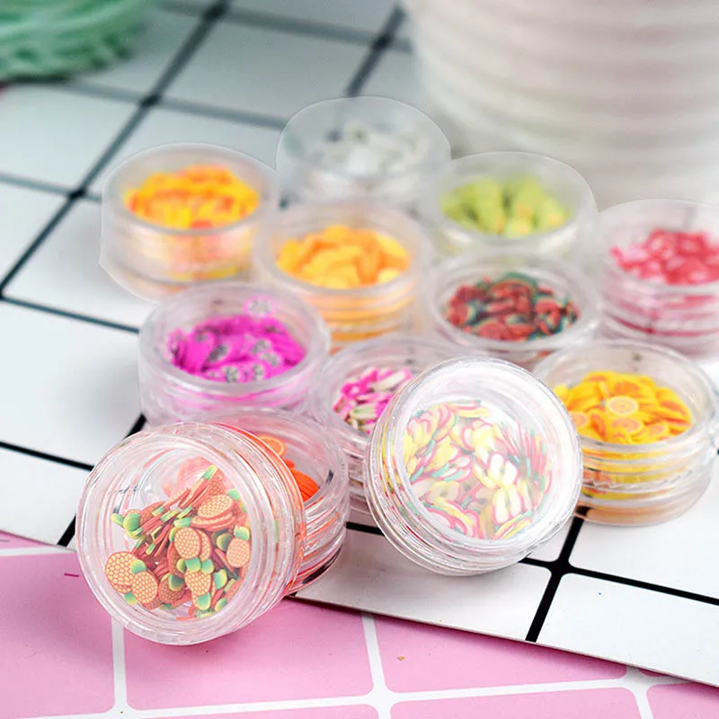 

12 Pcs Slime Toys Fruit Cake Soft Slices Sludge Toys for Kids Adults DIY Nail Art Decal KQS8