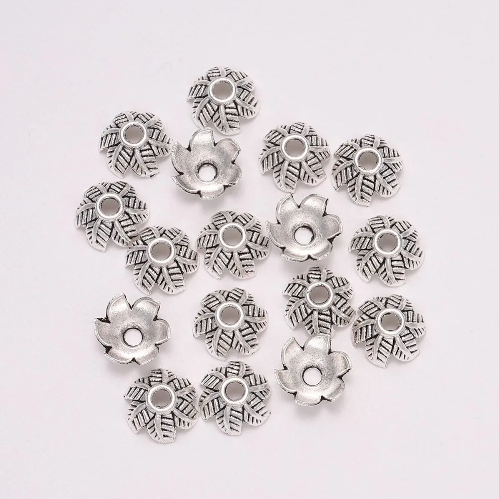 

20pcs/Lot 10mm Silver Antique Silver Leaf Flower Bead Caps For Jewelry Making Bead Caps End Jewelry Finding Making Component