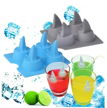 

1 Pc 5 Holes Creative Shark Shape Ice Mold Silicone DIY Drink Shark Fin Shape Ice Cube Freeze Mold Tools E351