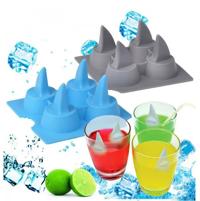 

1 pc 5 Holes Creative Shark Shape Ice Mold Silicone DIY Drink Shark Fin Shape Ice Cube Freeze Mold Tools E351