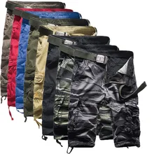 ZY Новые однотонные мужские шорты с карманами летние военные брюки шорты со складками по колено повседневные шорты-карго Pantalon Corto Hombre