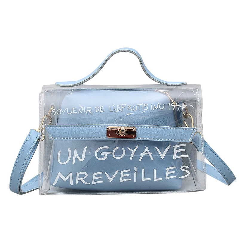 

2019 women's transparent bag transparent PVC jelly color luxury small handbag Messenger bag female Messenger bag shoulder bag
