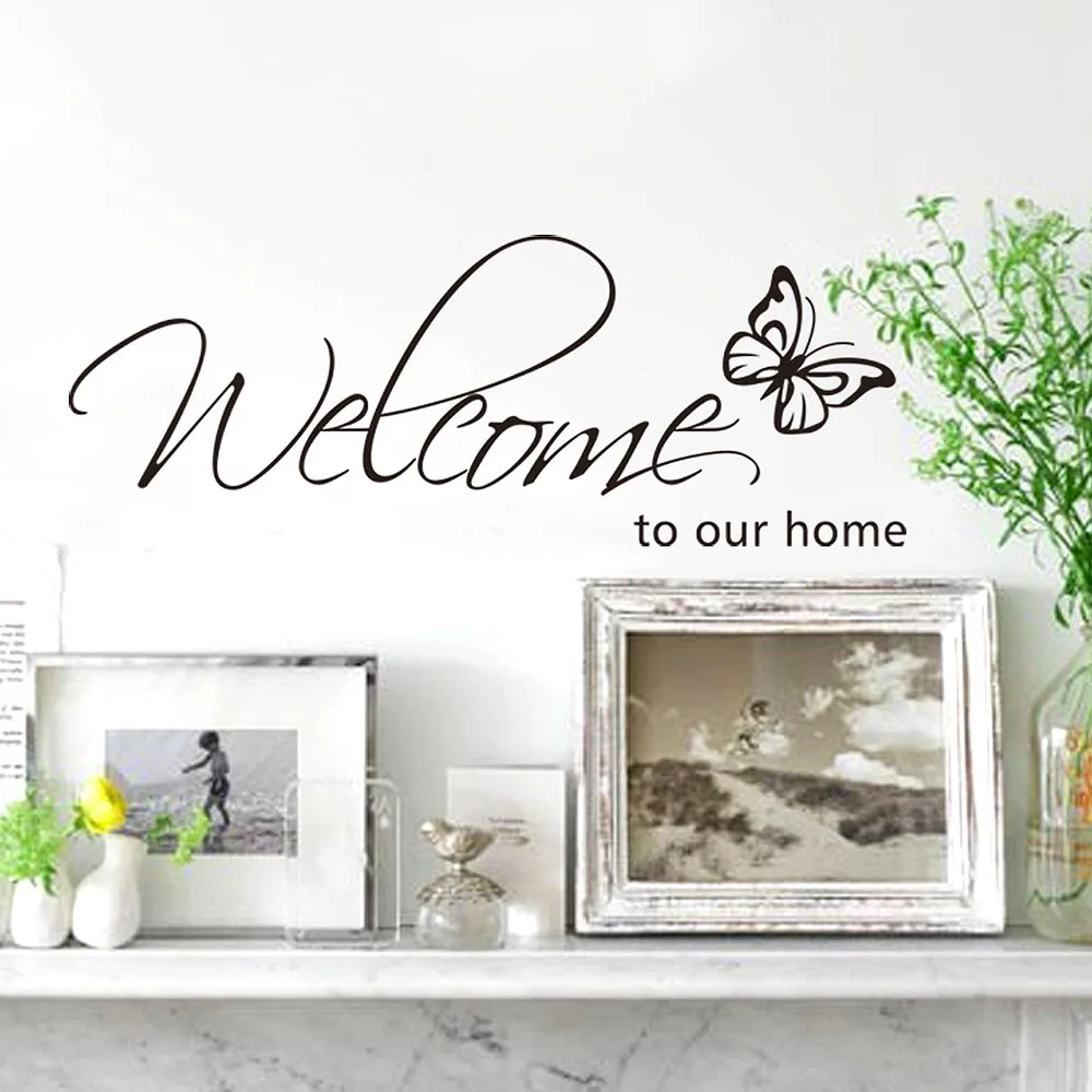 New Removable Welcome To Our Home Quote Butterfly Wall Decal Sticker Home Decor