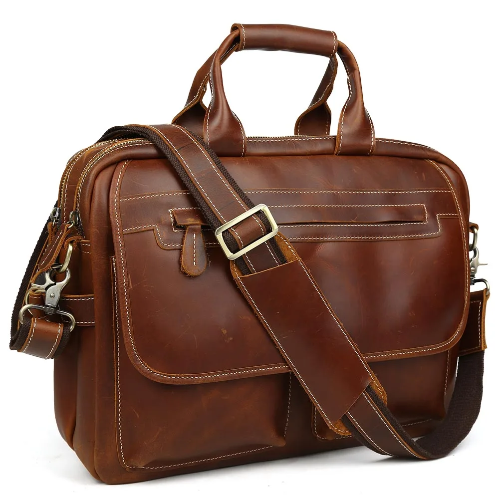 TIDING, модные дизайнерские сумки, высокое качество, кожа, коричневый кожаный портфель, портфель для мужчин, 15,6 дюймов, для ноутбука, Офисные Сумки, 2952