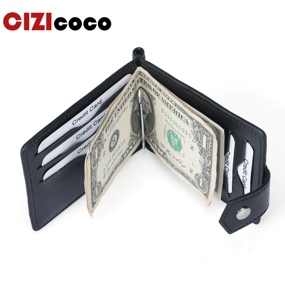 

New Fashion Men Money Clip Credit Card Wallet PU Leather RFID Blocking Clip Coin Pocket Purse Cardholder Slim Wallet