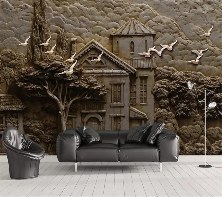 Обои на заказ wellyu 3d фотообои рельефные обои с изображением лесных хижин больших