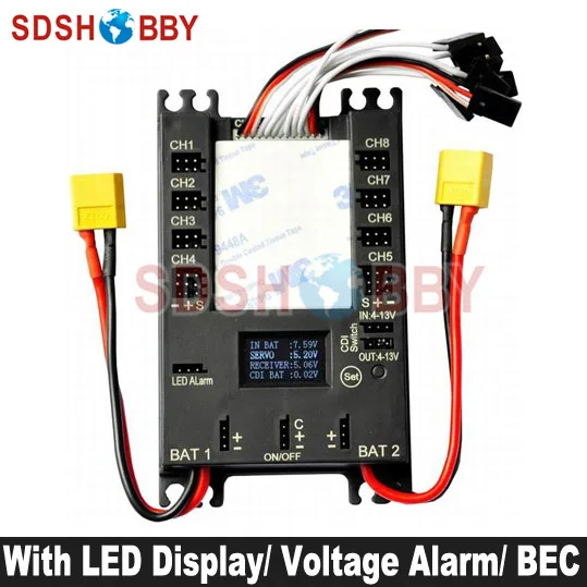 

NEW Mini Servo Distribution Board/ Section Board (4106#) with LED Screen/ Voltage Alarm/ BEC-Black Color