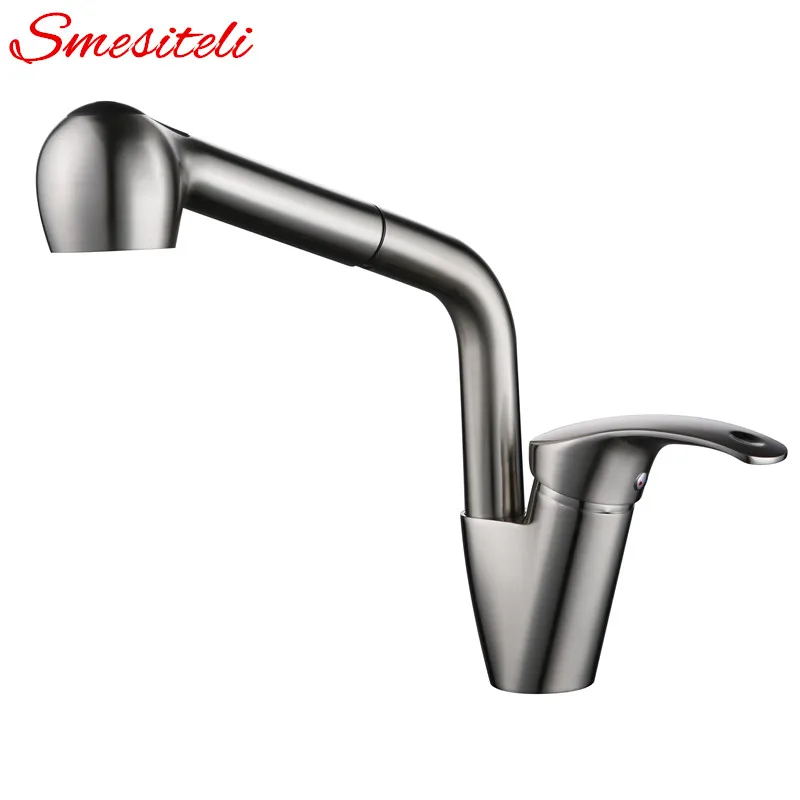 Smesiteli 100 Brass Brushed Stainless Steel Pull Out Down Sprayer