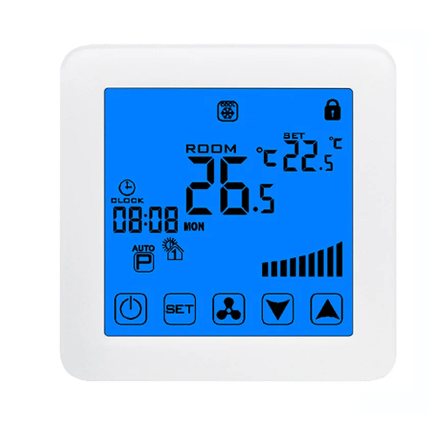 2p 4p ЕС умный комнатный термостат с сенсорным экраном программируемый с охлаждением, отоплением, вентиляцией - Цвет: 08AC-1