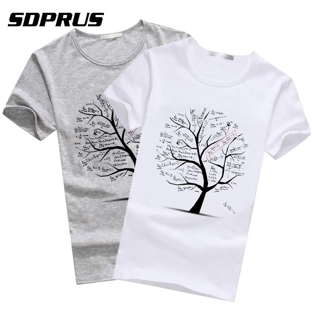 

Casual Men T-shirt Mathematical Math Formula Tree Print Short Sleeve O-neck Tops Tees Summer Style Printed T Shirt