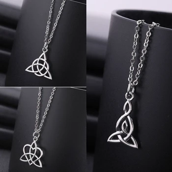 

Teamer Irish Celtics Knot Pendant Necklace Simple Fashion Jewelry Silver Color Magic Wicca Viking Necklace for Female Adjustable