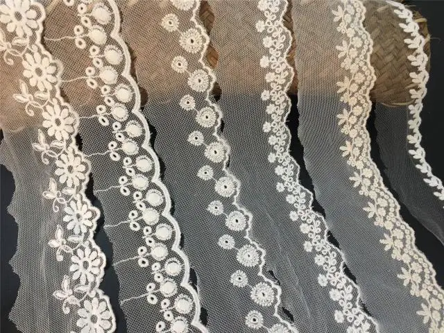 

Mesh embroidery lace white cotton mesh gauze embroidery lace accessories