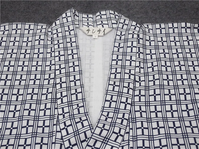 Традиционный японский мужской Прохладный кимоно халаты для мужчин хлопок халат юката для ванной Халат пижамы с поясом A72104