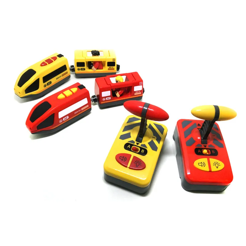 

RC New Remote Control Magnetic Electric Train Compatible With Bri o Wooden Track Red White Electric Train Children Track Toy