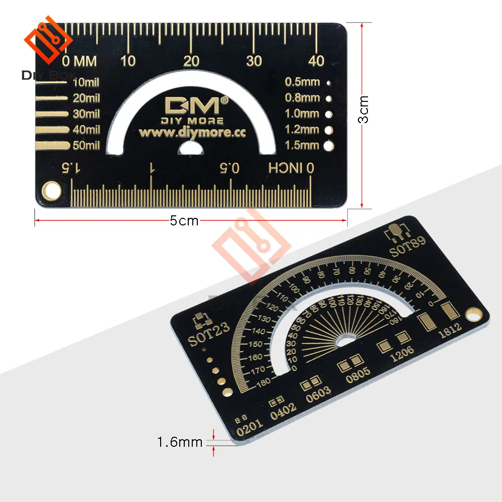 4 см PCB линейка, измерительный инструмент Многофункциональный резистор микросхема конденсатора IC SMD посылка блоки для электронных инженеров с цепочкой для ключей