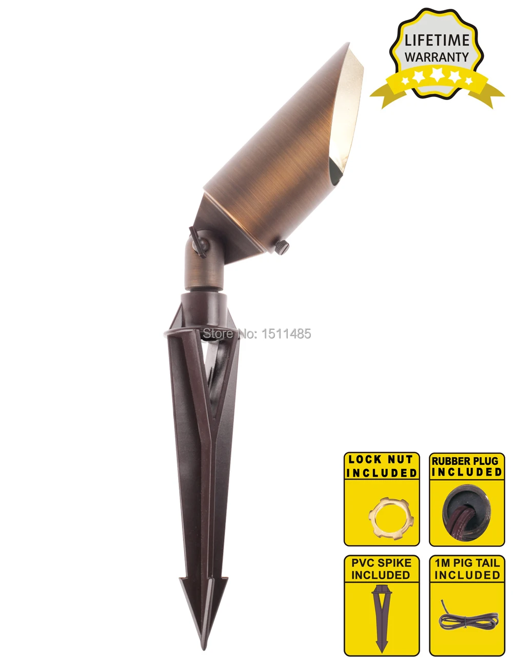 Solid Brass Low Voltage LED Spot Light-Landscape Lighting with LED Bulb Included