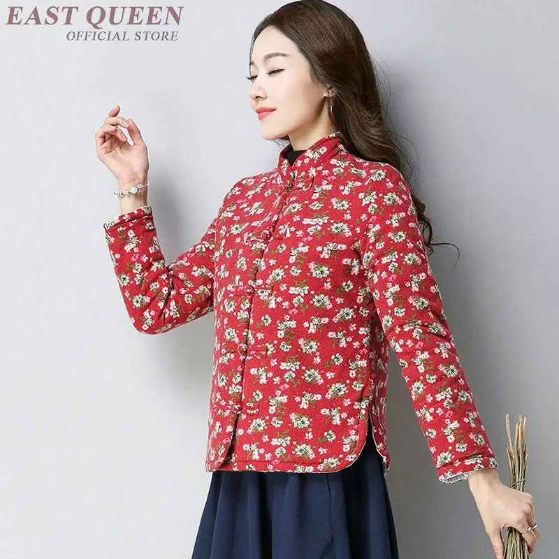 Winter women thick coat cardigan print floral traditional top clothes mid-age female vintage full sleeve bodycon coats AA3224 F