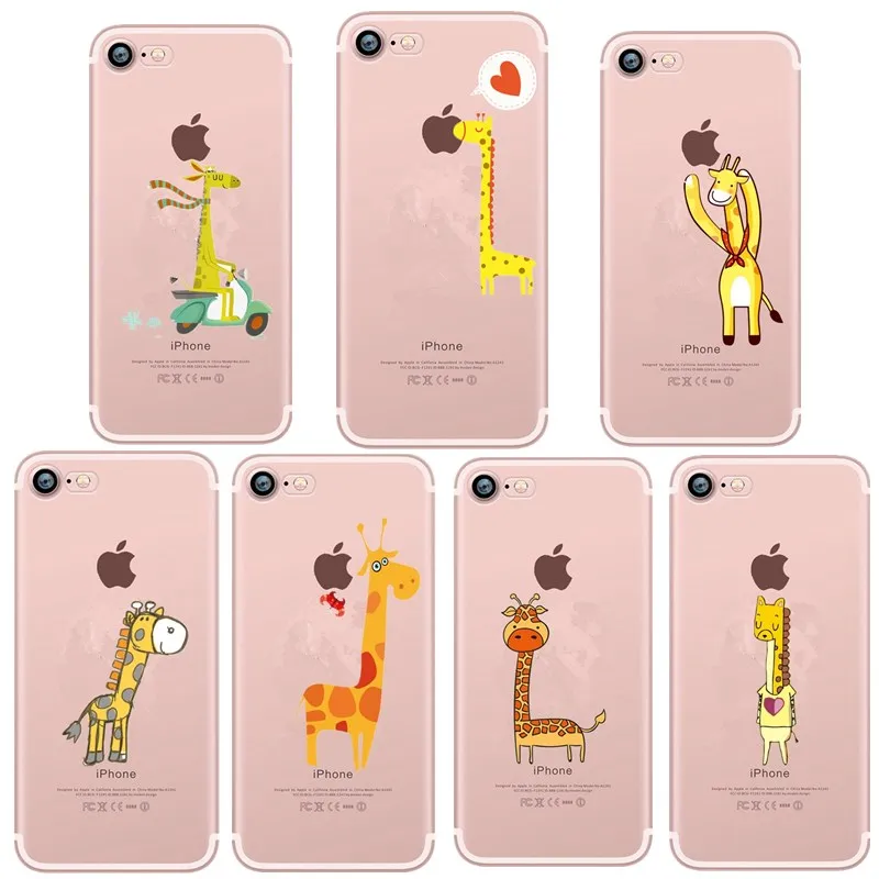 Прекрасный мультфильм для Fundas iPhone X XS чехол Жираф мягкий TPU телефона Coque 7 8 Plus 6 S 5 5S