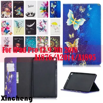 

Case For iPad Pro 12.9 3th 2018 Case Smart PU Leather Wallet Flip Stand Patterned Cover Case A1895 A2014 A1876 With Card Slot