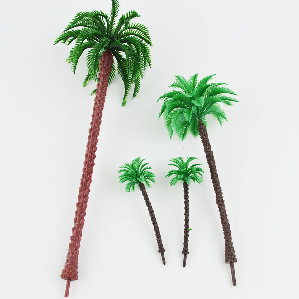 Rainforest Diorama Supplies Model Miniature Forest Plastic Toy Trees Bushes  Train Scenery Coconut Palm Plant Crafts Firs 20 Set