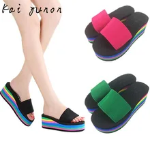 kai yunon Women Rainbow Summer Non-Slip Sandals Female Beach Slippers Sep 14