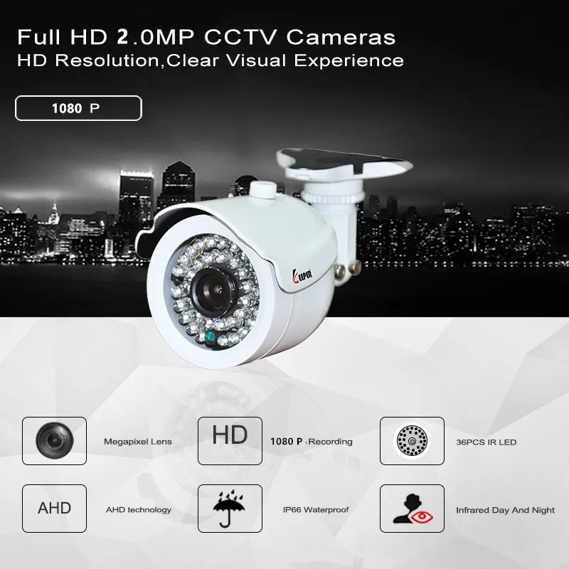 Хранитель HD 2MP AHD камера высокой четкости наблюдения Инфракрасная 1080P CCTV безопасности наружная пуля Водонепроницаемая камера s